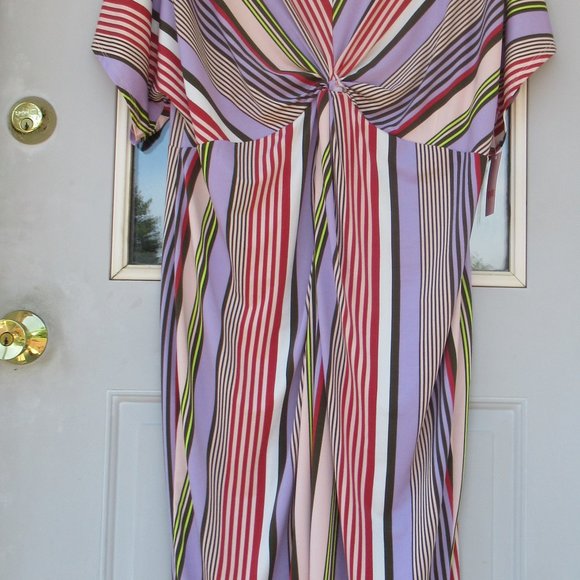 Evri dress with stretch figure flattering stripes & slit in back 3X - Picture 7 of 15